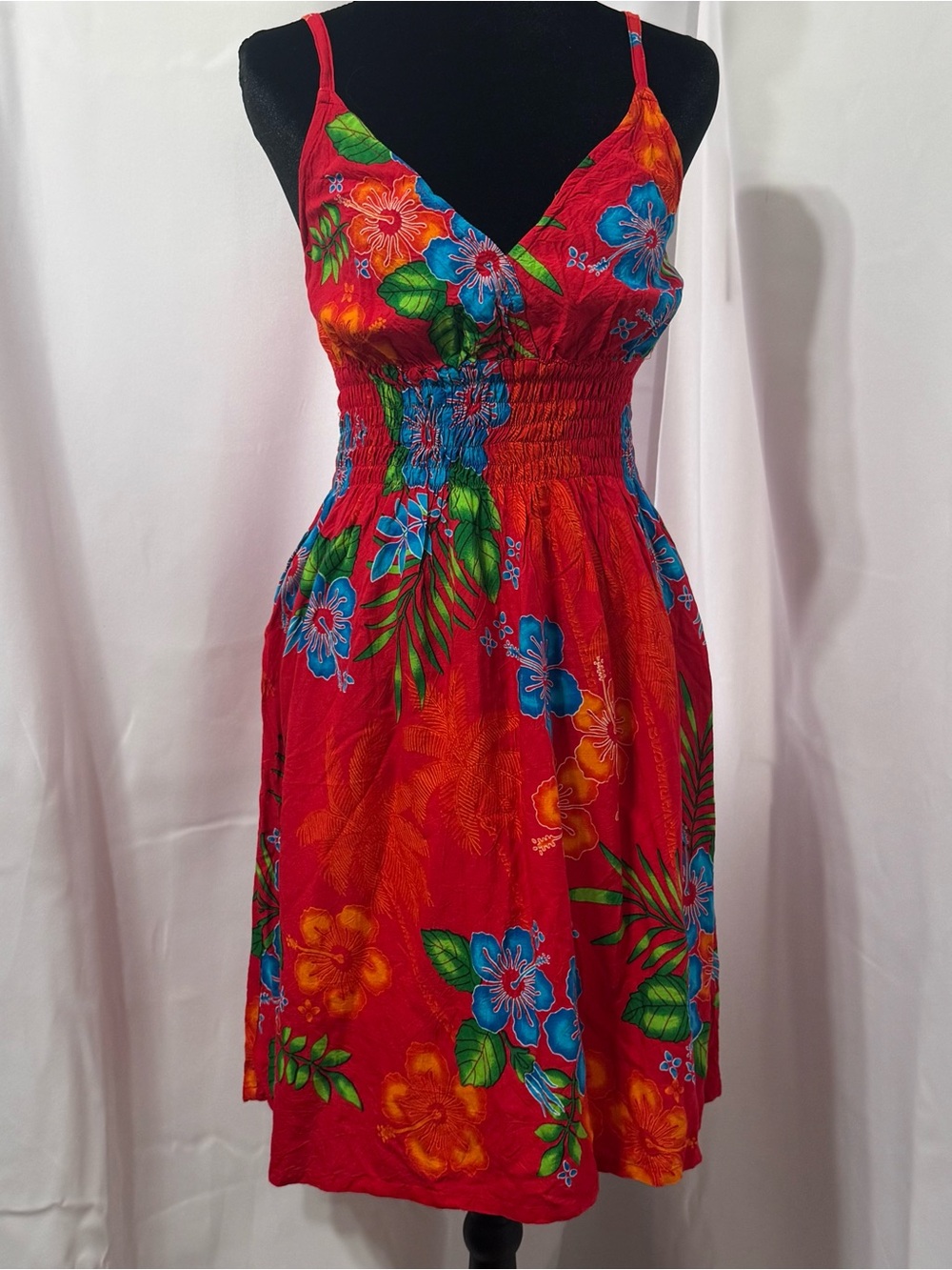 Cabali Tropical Hibiscus Smocked Sundress Vacationcore Resort Island XL